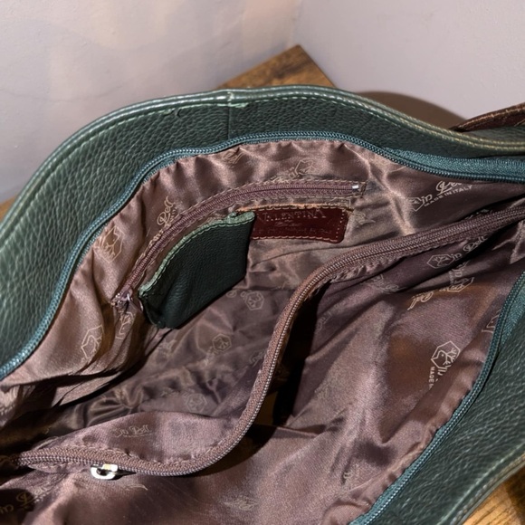 Vintage Valentina Italian leather Green/Brown with Classic Hobo Design - Picture 11 of 12